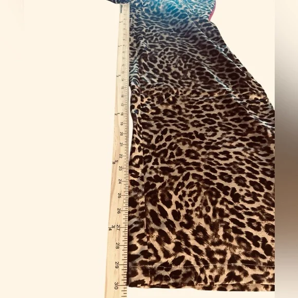 Things Between Wide Leg Pants Leopard Size Large Black Brown Red Stripe Flowy - Picture 13 of 13